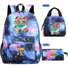 (菱格色, 三件套) Toy Story 5 Backpack Lunch Bag Pencil Case 3-Piece Set Kids School Bag Waterproof Durable Blue