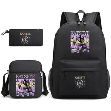 (星空红色, 三件套) Katseye Music Girl Group 3-in-1 School Backpack Set Youth Student Lunch Bag Cartoon Pencil Case Kit