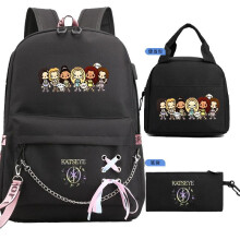 (Lower ribbon, Three piece set) Katseye Korean Style Trendy Backpack Lightweight Large Capacity Student School Bag 3-Piece Set