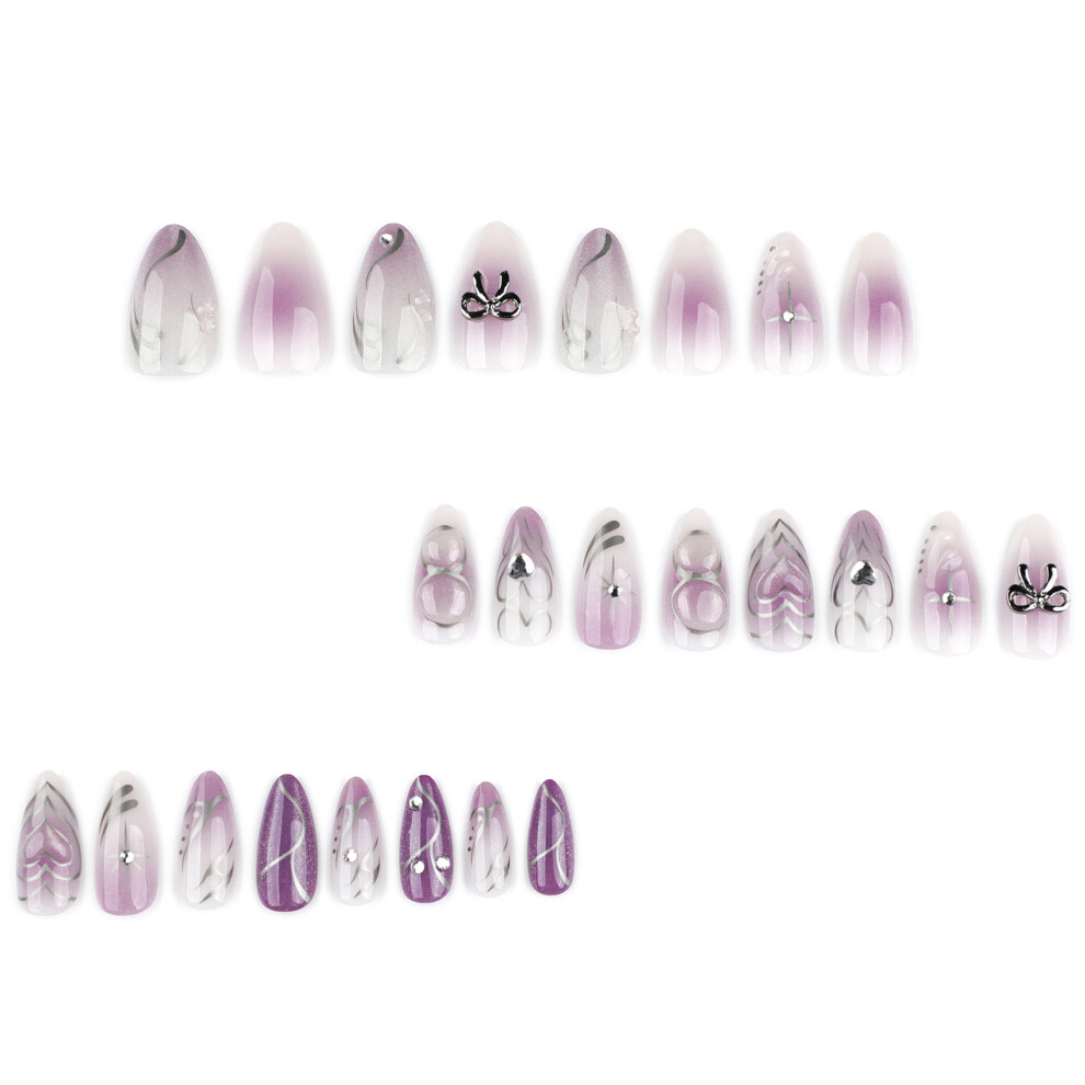 Dcph-Clothing 24Pcs Glitter Cat Eye Press-On Nails For Women