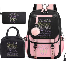 (1号, 三件套) KATSEYE K-pop Girl Group Printed 3-Piece Set Backpack School Bag Hot Sale 60701-1