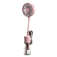 (pink color) USB Rechargeable Clip-On Mist Fan, Portable Cooling Humidifier with 3 Speeds, Multi-Function Fan for Dorm Office Car Outdoor