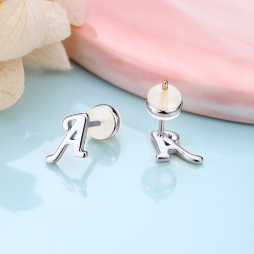 AUNOOL 925 Sterling Silver Initial Stud Earrings 1