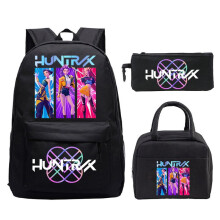 (Huahua 4, Three piece set) Kpop Print Student Backpack Large Capacity Fashion Casual Bookbag 3-Piece Set