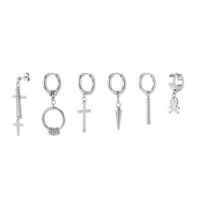 Punk Cross Hoop Earrings Set 6 Pieces