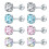 Crystal Stud Earrings Stainless Steel 4 Pairs 1
