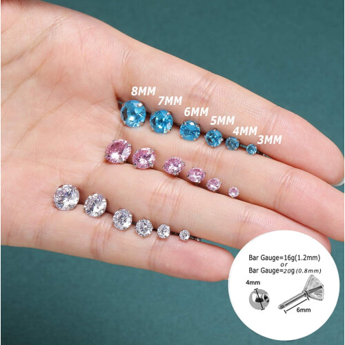 Crystal Stud Earrings Stainless Steel 4 Pairs 2