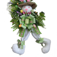 (25cm) Easter Bunny Wreath Decoration, Simulated Plant Door Hanger, Cartoon Theme, Home Party Decor, Room Garden Window Ornament