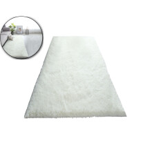 Modern Shag Area Rug White 62.9 x 31.5 Inch