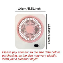 (Green) Portable USB Desk Fan Rechargeable with LED Digital Display, 5 Speed Settings, 180 Rotating Silent Cooling Fan for Home Office Travel