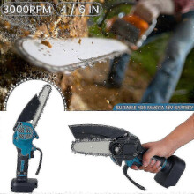 (1 Battery and 1 AU charger, 4 INCH) Rechargeable Cordless Electric Chainsaw with Battery & Charger - Portable One-hand Electric Saw (EU Plug) sty-b