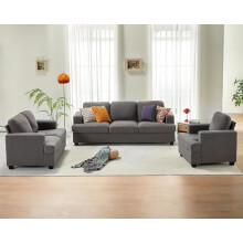 VANACC Modern Living Room Sofa Grey Bouclé Deep Seat