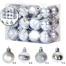Mini Christmas Tree Ball Ornaments Silver Shatterproof