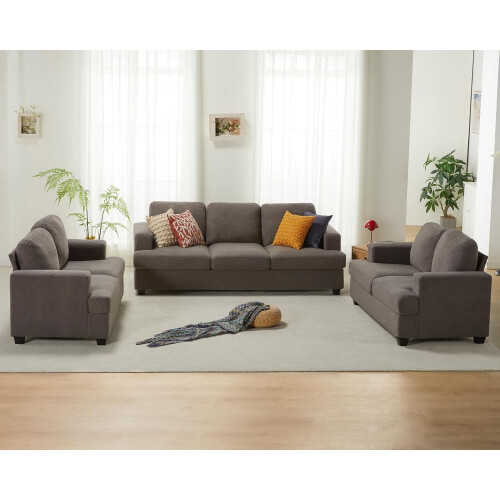 VANACC Modern Sofa Set Grey Bouclé 3-Piece
