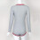 Damen Body Langarm V-Ausschnitt Grau Rot Elastisch M — gerippte damenbodys, bodys mit v-ausschnitt 3