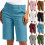 Women's Solid Elastic Twill Hiking Shorts with Pockets 1