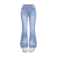 Girls Stretch Flare Jeans Elastic Waist Soft Fabric