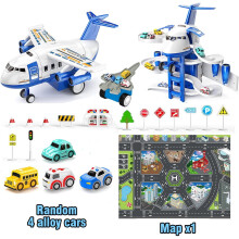 Airplane and Car Ramp Toy Set for Kids, Garage Playset with