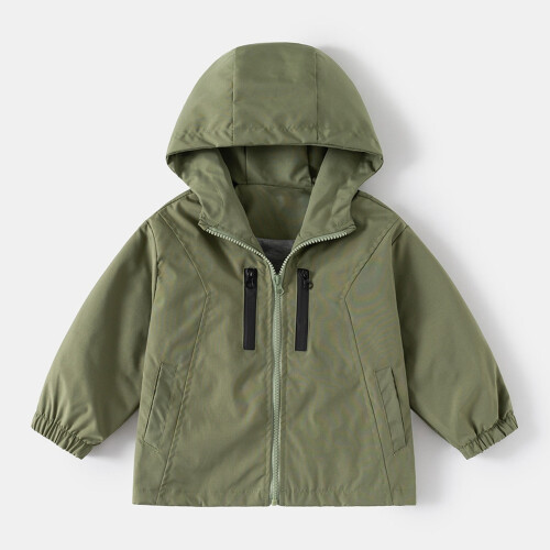 Boys Windbreaker Jacket Lightweight Hooded Zipper Solid 1
