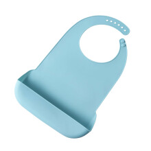 Adult Silicone Bib Waterproof Burping Cloth 6-Level-Light Blue