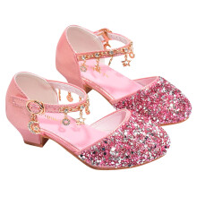 Girls High Heeled Dress Shoes with Glitter and Flower