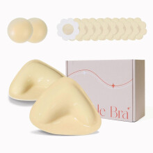 Double Sided Sticky Bra Push Up, Invisible Bra Pad Inserts for Large Breasts, Adhesive Bra for Bikini Swimsuit (Off White, Large)