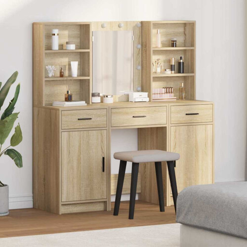 VidaXL vidaXL Dressing Table Set with Drawer 3 pcs Sonoma Oak Engineered Wood