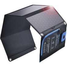 Painel solar dobrável BigBlue 28W com amperímetro digital, impermeável IP44, portas USB-C e USB-A KIT DE SOBREVIVÊNCIA