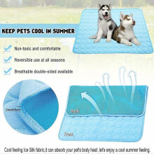 (L 70x55CM, Blue) Honeycomb Pet Cooling Mat, Breathable Washable Polyester Fiber Filled Summer Bed for Dogs and Cats, Car Seat and Crate Cover