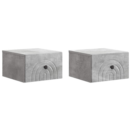 VidaXL vidaXL Wall-Mounted Bedside Cabinet with Drawer 2 pcs Concrete Grey