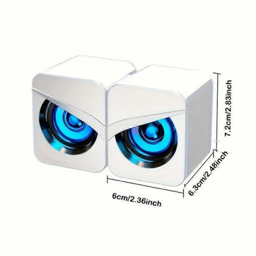 (Green) USB Wired Gaming Speaker with LED Lighting, 3.5mm AUX Desktop Computer Speaker, Multi-Device Compatible for PC Smartphone Projector MP3