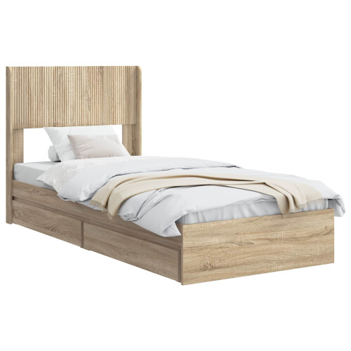 VidaXL vidaXL Bed Frame with Storage and Headboard Sonoma Oak 75 x 190 cm 1
