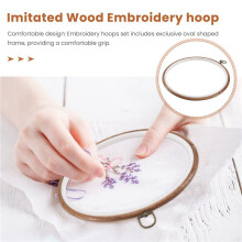 6 Pieces 10 Inch 26cm Embroidery Ring Stitch No Slip Hoops Set Imitated Wood Display Frame Circle Embroidery Kits
