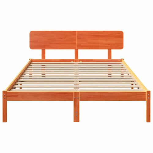 VidaXL vidaXL Bed Frame with Headboard Wax Brown 200 x 200 cm Solid Pine Wood 1