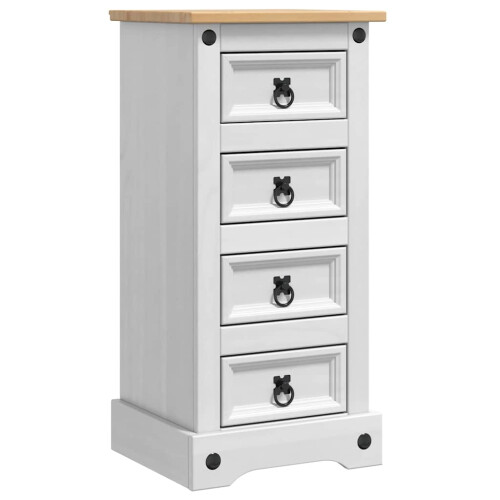 VidaXL vidaXL Bedside Table Corona White 35 x 32.5 x 74 cm Solid Pine Wood 1