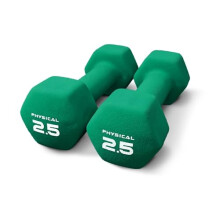 Physical 2 x 2.5kg Neo Hex Dumbbells - Teal - Weights for Body Toning, Cardio and Strength Training