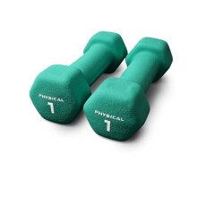 Physical 2 x 1kg Neo Hex Dumbbells - Teal - Weights for Body Toning, Cardio and Strength Training …