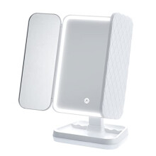 Miss Sweet Led Lighted Tabletop Mirror Trifold Makeup Mirror Vanity Mirror for Beauty Makeup (Sweet1 White)