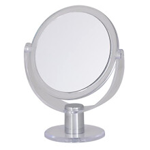 Bath Bliss Double Sided Free Standing Swivel Vanity Mirror, Regular & 10X’s Magnification, Make-up & Shaving Use, Tabletop, Rubberized, Clear