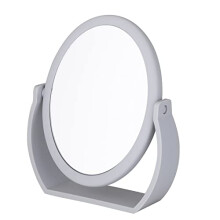 Bath Bliss Double Sided Free Standing Swivel Vanity Mirror, Regular & 10X’s Magnification, Make-up & Shaving Use, Tabletop, Rubberized, Grey