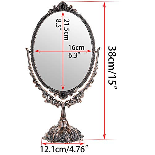 SUMTree Vintage Oval Double Sided Rotatable Dressing Mirror - Desktop & Tabletop (Large, Red Bronze) 2