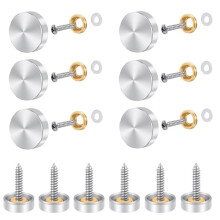 Qegtnk 12 Pcs Mirror Decorative Cap Stainless Steel Brushed Mirror Nails with Decorative Cap Silver Mirror Screw for Mirror Tables Bath Plates
