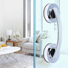 (Silver) Shower Grab Bar with Anti-slip Grip Safety Hand Rail Bath Suction Grab Bars-cheng du