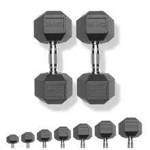 Strongway Hex Dumbbells Set Rubber Coated Cast Iron Weights 2.5KG - 35KG - Gym Strength Training Weight Lifting Equipment Exercise Men Fitness (2 X