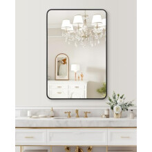 Mobeneno Wall Mirror 76 x 56 Cm, Rectangle Bathroom Mirror with Aluminium Frame, Wall Mounted Vanity Mirror, for Makeup Bedroom Home Decor, 2 Mounting