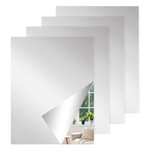 HSHTAM 4 PCS Mirror Tiles 40 x 30 cm, Self Adhesive Mirror 2 mm Thick Stick on Mirrors for Wall High Clear Frameless Acrylic Mirrors for Bathroom