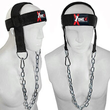 Neck Harness for Weight Lifting Training with Adjustable Head & Chin Strap, Heavy Duty Steel Chain Neck Exerciser for Muscle Building, Strength