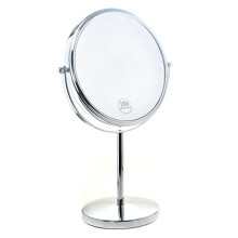 TUKA Freestanding Cosmetic Mirror - 10x Zoom, 8 inch Make Up Mirror with Pedestal for Bathroom & Bedroom, Double Sided Chrome, x10 Magnification