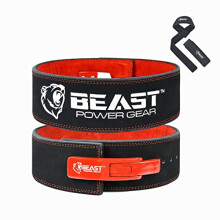 Beastpowergear Weight Lifting Belt with Lever Buckle|10MM Thick & 4 Inches Wide|Free Strap- Advanced Back Support for Weightlifting, Powerlifting,