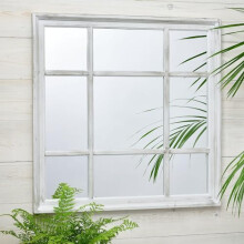 Biznest New White Rustic 61X61Cm Square Shape Window Style Wall Mirror Simply Stylish